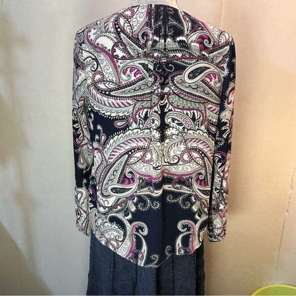 #0240 Banana Republic Pink/Navy Graphic Long Sleeve Blouse-S - Picture 7 of 7